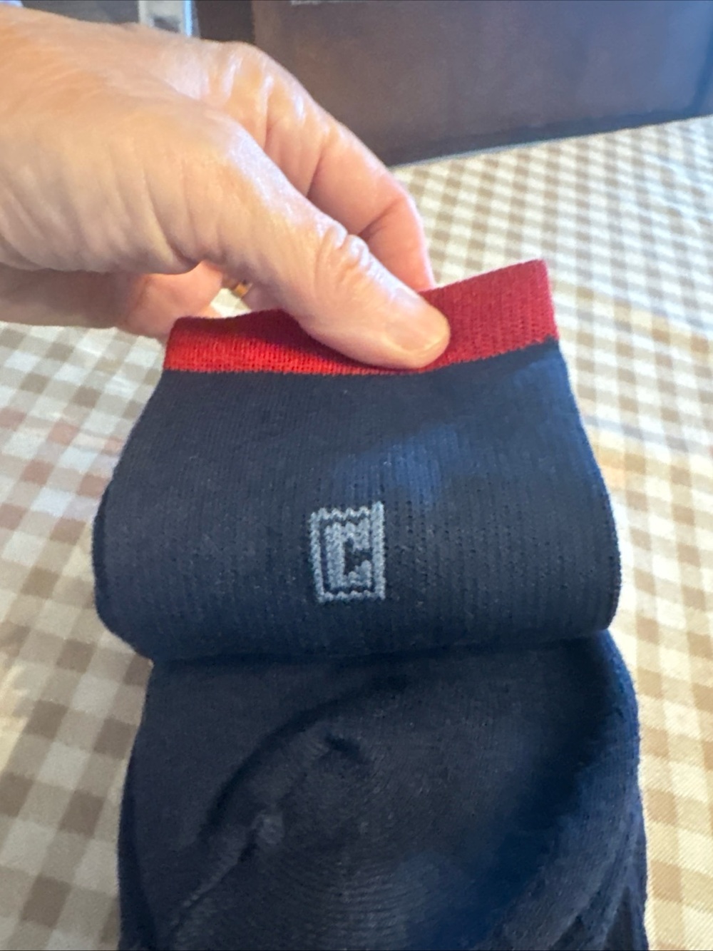 Men's Navy chap  Crew Socks with Red Cuff